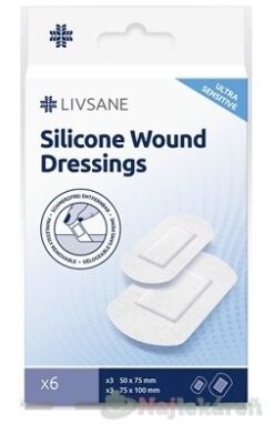 LIVSANE Silikónové náplasti ULTRA SENSITIVE na citlivú pokožku, 2 rozmery, 6 ks Livsane www.bohre.sk