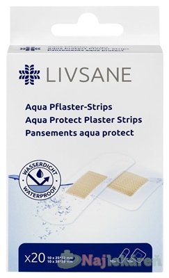 LIVSANE Vodeodolná náplasť - prúžky, 2 veľkosti, 20 ks Livsane www.bohre.sk