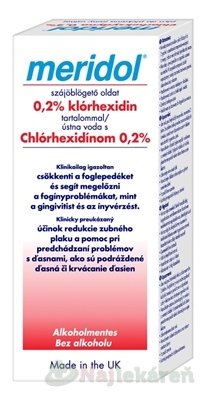 MERIDOL ÚSTNA VODA S CHLÓRHEXIDÍNOM 0,2% bez alkoholu 1x300 ml Meridol www.bohre.sk