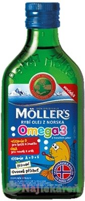 MOLLERS Omega 3 rybí olej ovocná príchuť 250 ml Moller´s www.bohre.sk