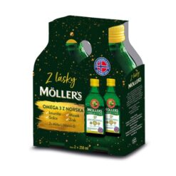 MOLLER´S Omega 3 rybí olej + vitamín D duo balenie citrónová príchuť 2 x 250 ml MOLLER´S www.bohre.sk