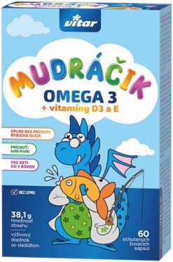MUDráčik Omega 3 + Vitamíny D3, E 60 cps, žuvacie kapsule s príchuťou tutti-frutti Vitar www.bohre.sk