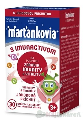 Marťankovia s Imunactivom cmúľacie tabliety príchuť jahoda 30 ks WALMARK www.bohre.sk