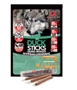 Maškrta Alphaspirit pre psy Paličky kačacie 4 x 10g Alphaspirit www.bohre.sk