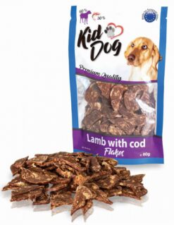 Maškrta KID DOG Jahňacie lupienky s treskou pre psy 80g KID DOG www.bohre.sk