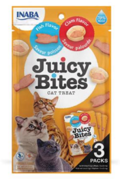 Maškrta pre mačky Inaba Juicy Bites cat Ryba & Mušľa 3x11,3g INABA www.bohre.sk