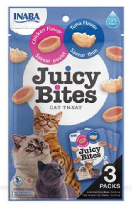 Maškrta pre mačky Inaba Juicy Bites cat Tuniak & Kura 3x11,3g INABA www.bohre.sk