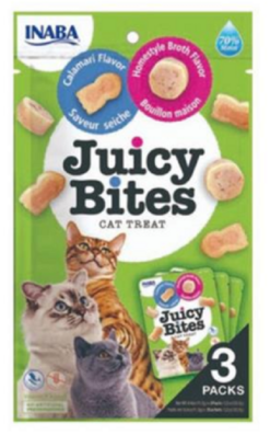 Maškrta pre mačky Inaba Juicy Bites cat Vývar & Kalamáre 3x11,3g INABA www.bohre.sk