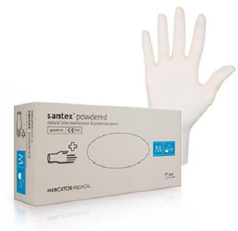 Mercator Medical Santex Powdered Examination & Protective Jednorazové púdrované latexové 100 ks SANTEX www.bohre.sk