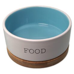 Miska Dog Fantasy keramická FOOD biela/modrá s podtáckou 13x5,5cm, 400ml DOG FANTASY www.bohre.sk