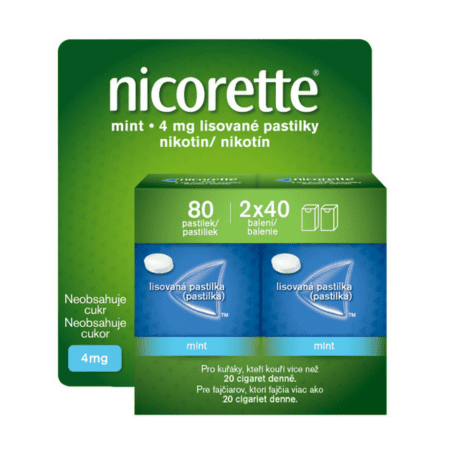 NICORETTE Mint 4mg lisované pastilky 2 x 40 ks NICORETTE www.bohre.sk