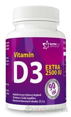 NUTRICIUS Vitamín D3 EXTRA 2500 IU 90tbl NUTRICIUS www.bohre.sk