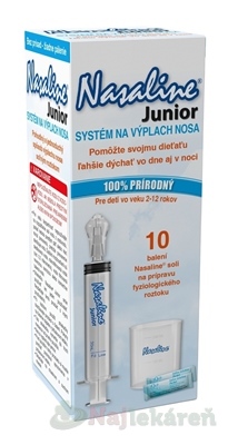 Nasaline Junior Systém na výplach nosa striekačka + odmerka + 10 vreciek soli + cestovné puzdro 1 set 1forU www.bohre.sk