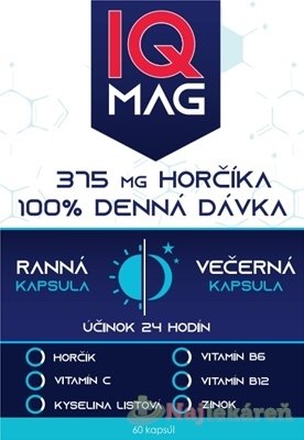 NaturProdukt IQ MAG Horčík 375 mg ranné a večerné 60 kapsúl IQ MAG www.bohre.sk