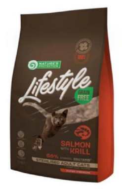 Natures Protection Lifestyle cat adult sterilised salmon & krill granule pre mačky 1,5kg Natures Protection www.bohre.sk