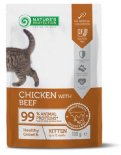 Natures Protection cat kitten chicken & beef kapsičky pre mačiatka 22x100g Natures Protection www.bohre.sk