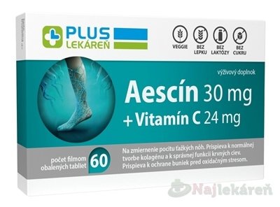 PLUS LEKÁREŇ Aescín 30 mg + Vitamín C 24 mg 60 tbl Plus lekáreň www.bohre.sk