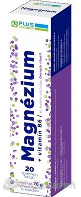 PLUS LEKÁREŇ Magnézium + vitamín B6, tbl eff s príchuťou čiernych ríbezlí 1x20 ks Plus lekáreň www.bohre.sk