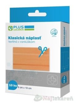 PLUS LEKÁREŇ Náplasť klasická textilná s vankúšikom, 6 x10 cm, 10 ks Plus lekáreň www.bohre.sk