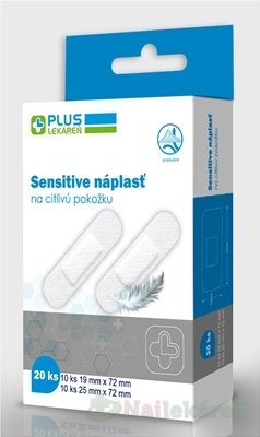 PLUS LEKÁREŇ Náplasť sensitive na citlivú pokožku, 10 x (19x72mm) + 10 x (25x72mm) 20 ks Plus lekáreň www.bohre.sk