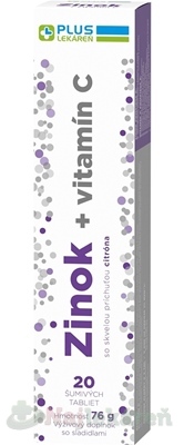 PLUS LEKÁREŇ Zinok + vitamín C citrón 20 šumivých tabliet Plus lekáreň www.bohre.sk