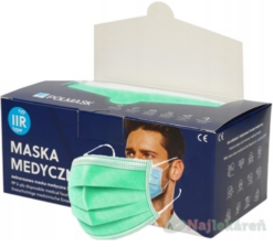 POLMASK Rúško zdravotnícke zelené nesterilné jednorazové typ IIR s gumičkami 50ks POLMASK Sp z o.o. www.bohre.sk