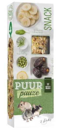 PUUR pauze Sticks banana & date - lahodné tyčinky pre králiky a hlodavce 110g Witte Molen www.bohre.sk