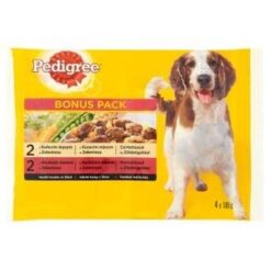 Pedigree Adult s kuracím a hovädzím mäsom a zeleninou v šťave 4 x 100 g Pedigree www.bohre.sk