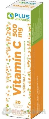 Plus Lekáreň Vitamín C 500mg + vláknina tbl eff s príchuťou pomaranča 20 ks Plus lekáreň www.bohre.sk
