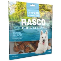 Pochúťka Rasco Premium byvolia koža obalená kuracím mäsom, paličky 500g RASCO PREMIUM www.bohre.sk