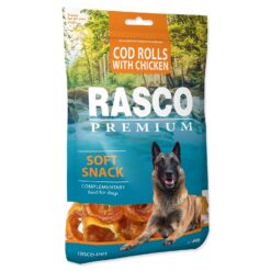 Pochúťka Rasco Premium treska obalená kuracím, rolky 80g RASCO PREMIUM www.bohre.sk