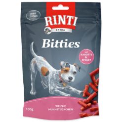 Pochúťka Rinti Bitties kura s mrkvou a špenátom 100g RINTI www.bohre.sk