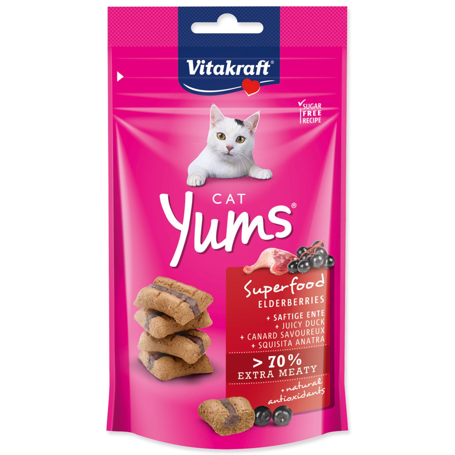 Pochúťka Vitakraft Cat Yums Superfood kačka s bazou 40g VITAKRAFT www.bohre.sk