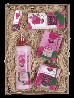 Rose of Bulgaria sprchový gél s ružovou vodou 330 ml + toaletné mydlo s ružou 100 g + krém na ruky s ružovou vodou 75 ml, pre ženy Rose of Bulgaria www.bohre.sk