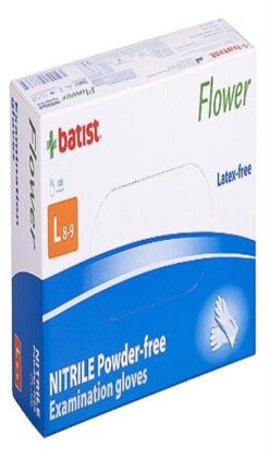 Rukavice vyšetrovacie nitrilové nepúdrované FLOWER veľ. L, nesterilné 100ks Batist www.bohre.sk