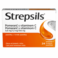 STREPSILS Pomaranč s vitamínom C 24 tvrdých pastiliek Strepsils www.bohre.sk