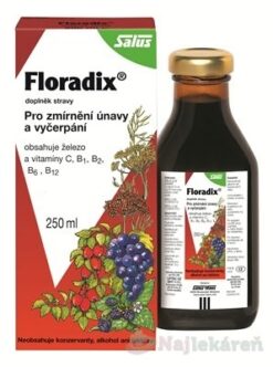 Salus Floradix Železo+ sirup k doplnění železa a zmírnění únavy a vyčerpání 250 ml Floradix www.bohre.sk