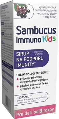Sambucus Immuno Kids, malinový sirup, 120 ml  www.bohre.sk