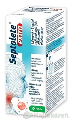 Septolete extra 1,5 mg/ml + 5 mg/ml aer.ors.1 x 30 ml/250 vstrekov Septolete www.bohre.sk