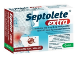 Septolete extra s príchuťou koly 3 mg/1 mg tvrdé pastilky pas ord 16x3 mg/1 mg Septolete www.bohre.sk