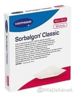 Sorbalgon Classic krytie kalciumalginátové, 10x10 cm, 10 ks Hartmann www.bohre.sk
