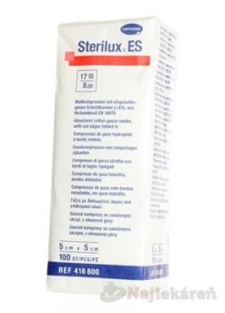 Sterilux ES kompres nesterilný 17 vlákien 8 vrstiev 5 cm x 5 cm 100 ks Hartmann www.bohre.sk
