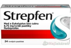Strepfen Med a Eukalyptus bez cukru 24 pastiliek Strepfen www.bohre.sk