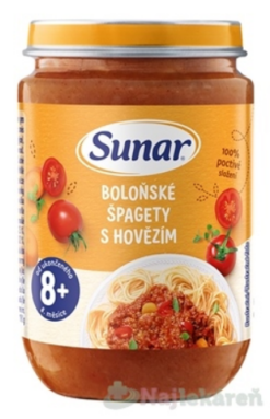 Sunar BOLONSKÉ ŠPAGETY S HOVADZÍM zeleninovo-mäsový príkrm 190g Hero Slovakia s.r.o. www.bohre.sk