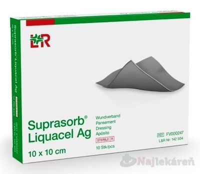Suprasorb Liquacel Ag Krytie na rany s antimikrobiálnym striebrom, 10 x 10 cm, 10 ks Suprasorb www.bohre.sk