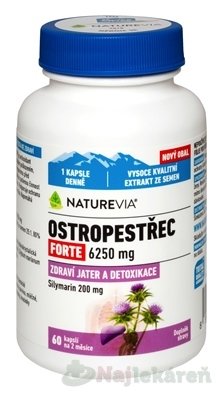 Swiss Pestrec mariánsky Forte 6250 mg 60 kapsúl NatureVIA www.bohre.sk