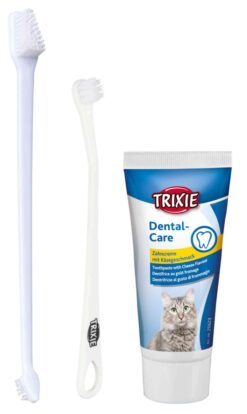 TRIXIE Sada dentální hygieny pro kočky pasta se sýrovou příchutí 50g dva zubní kartáčky TRIXIE www.bohre.sk