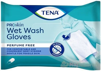 Tena Wet Wash Gloves vlhčené rukavice na umývanie, neparfumované, 8 ks TENA www.bohre.sk