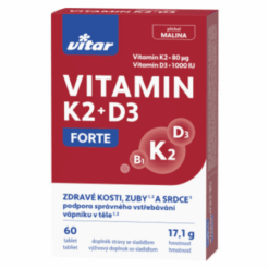 VITAR Vitamin K2 + D3 forte malina 60 tabliet VITAR www.bohre.sk