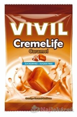 VIVIL BONBONS CREME LIFE Caramel, drops so smotanovo karamelovou príchuťou, bez cukru 60g VIVIL A.Müller GmbH & Co. KG www.bohre.sk